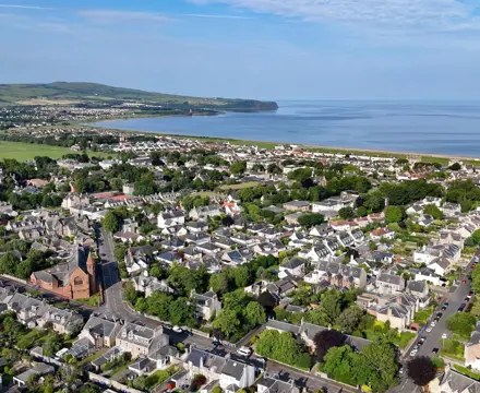 Historic B-listed Georgian property comes to the market in popular Ayr location: Dolphin House Aerial View With Sea (Large)