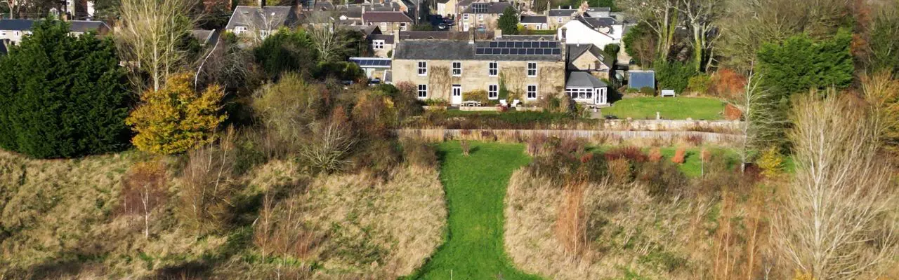 Beautiful historic property linked to Border wars now on the market : Hall Hill House, Northumberland Aerial View