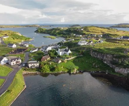 Island retreat on Scalpay linked to Bonnie Prince Charlie : Aerial View ~ The Old Manse At Scalpay (Large)
