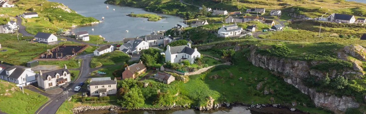 Island retreat on Scalpay linked to Bonnie Prince Charlie : Aerial View ~ The Old Manse At Scalpay (Large)
