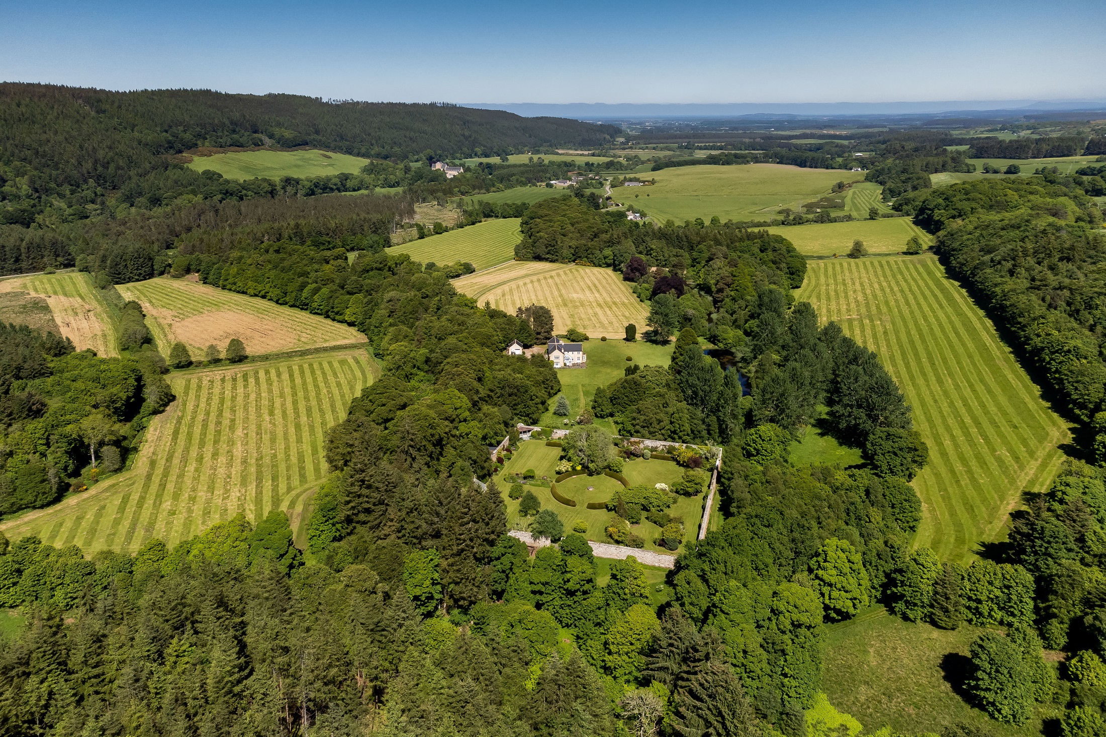 Arial Shot of Pluscarden Estate and Walled Garden