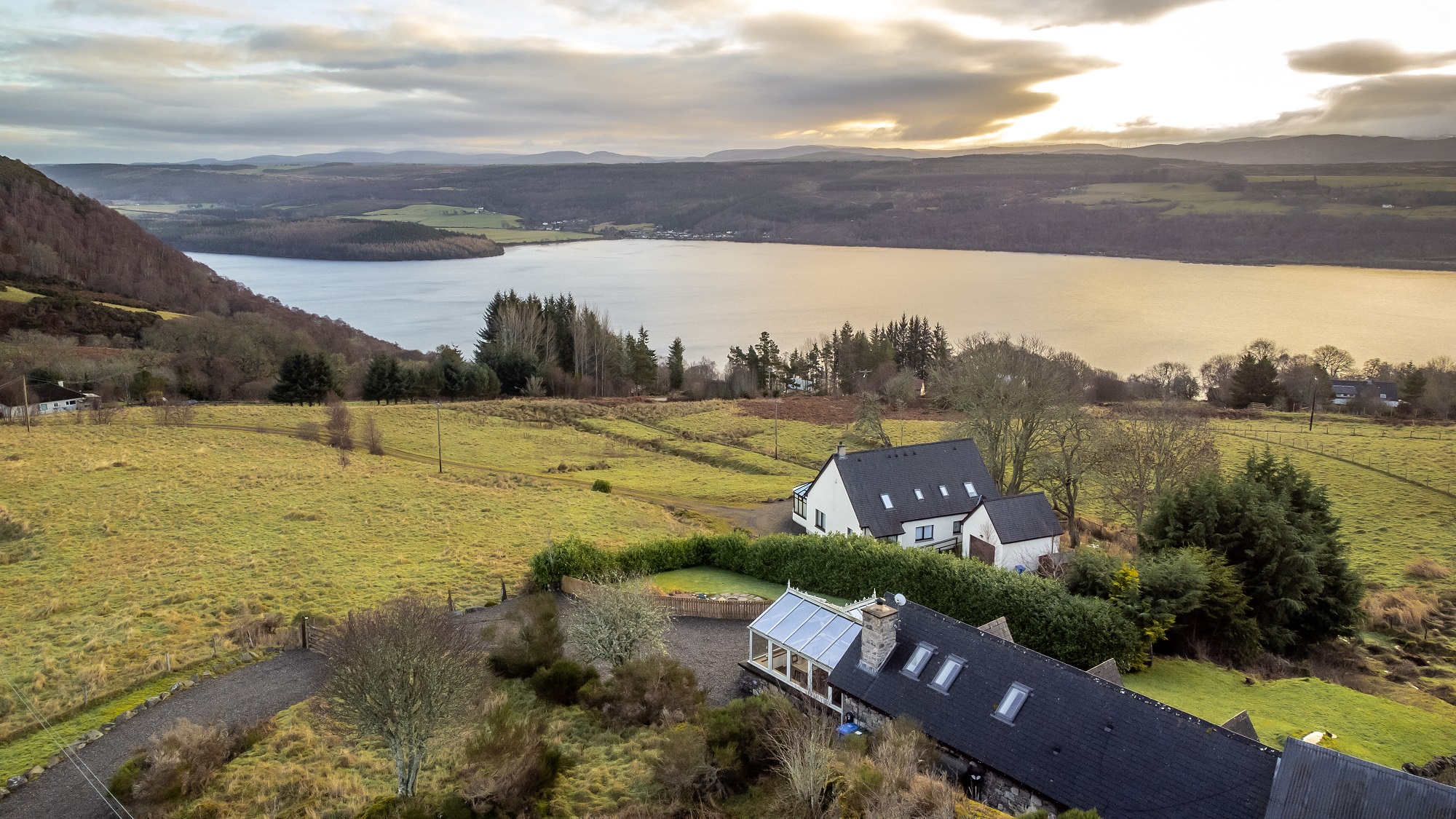 Ariel shot of Hamish's Hame beside Loch Ness