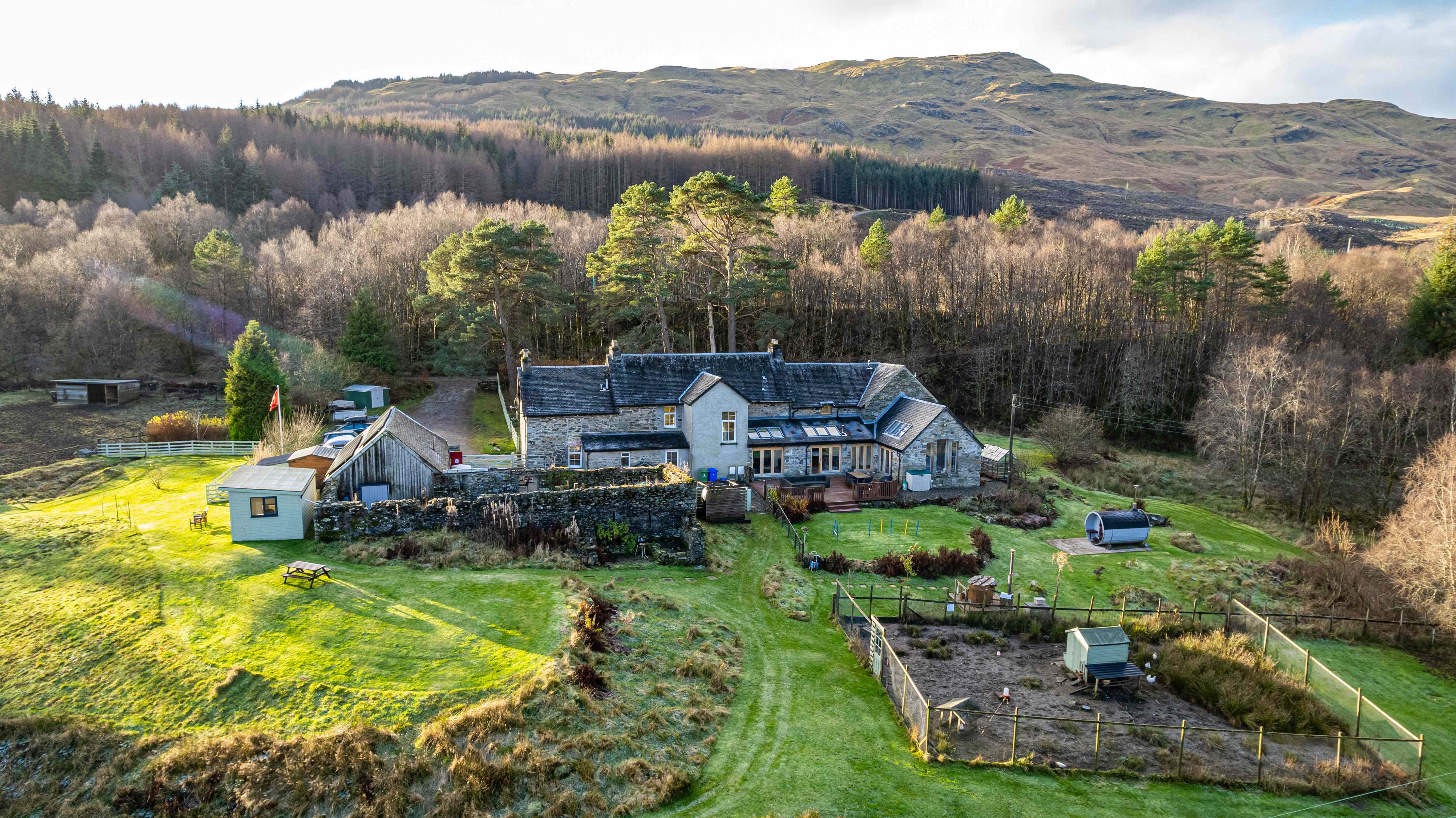 An ariel shot looking down on Ewich House 