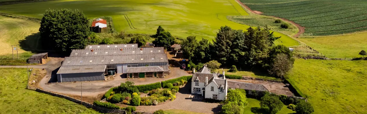 Highly productive mixed farm with period farmhouse in Fife: Easter Kinnear Farm Aerial 2 (Large)