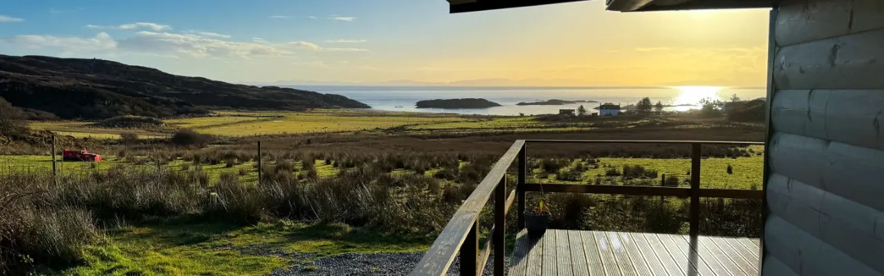 Ultimate lifestyle opportunity in a stunning location on the Isle of Mull: View From Colonsay Cabin. Uisken Crofts (Large)