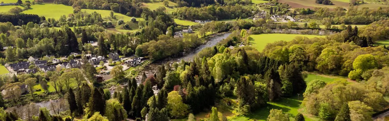 Strathtay House offers prime location and gorgeous gardens: Strathtay House Aerial View (Large)