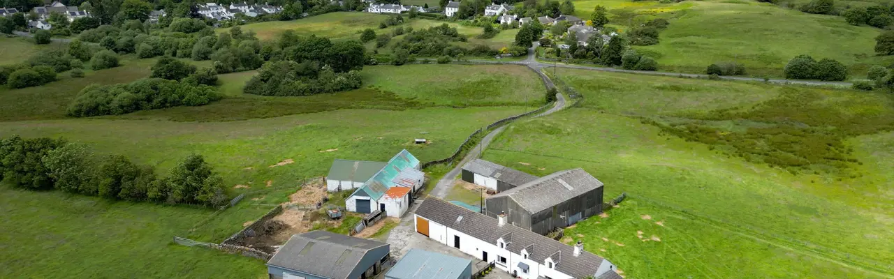 Attractive smallholding in desirable rural location offers fantastic lifestyle move: South Quintinespie Aerial View 1